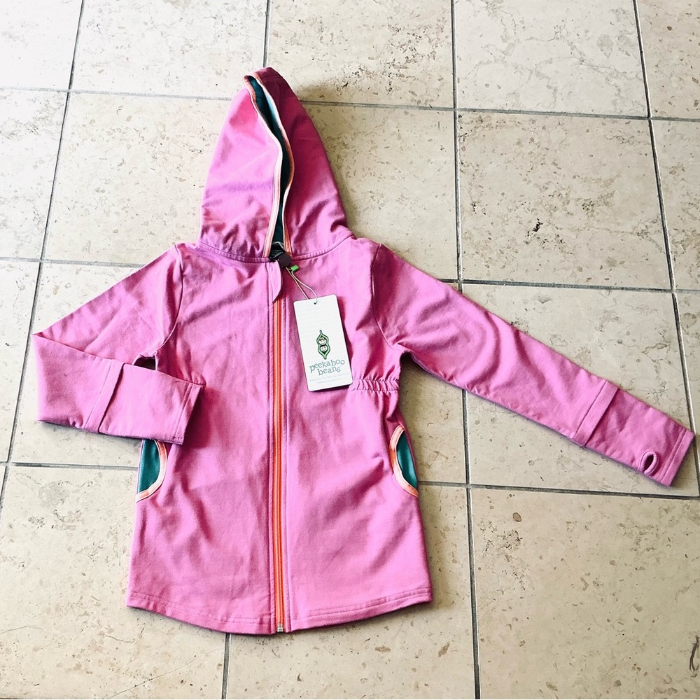 NWT Peekaboo beans Pink Hooded Jacket with Zipper Size 10 Youth